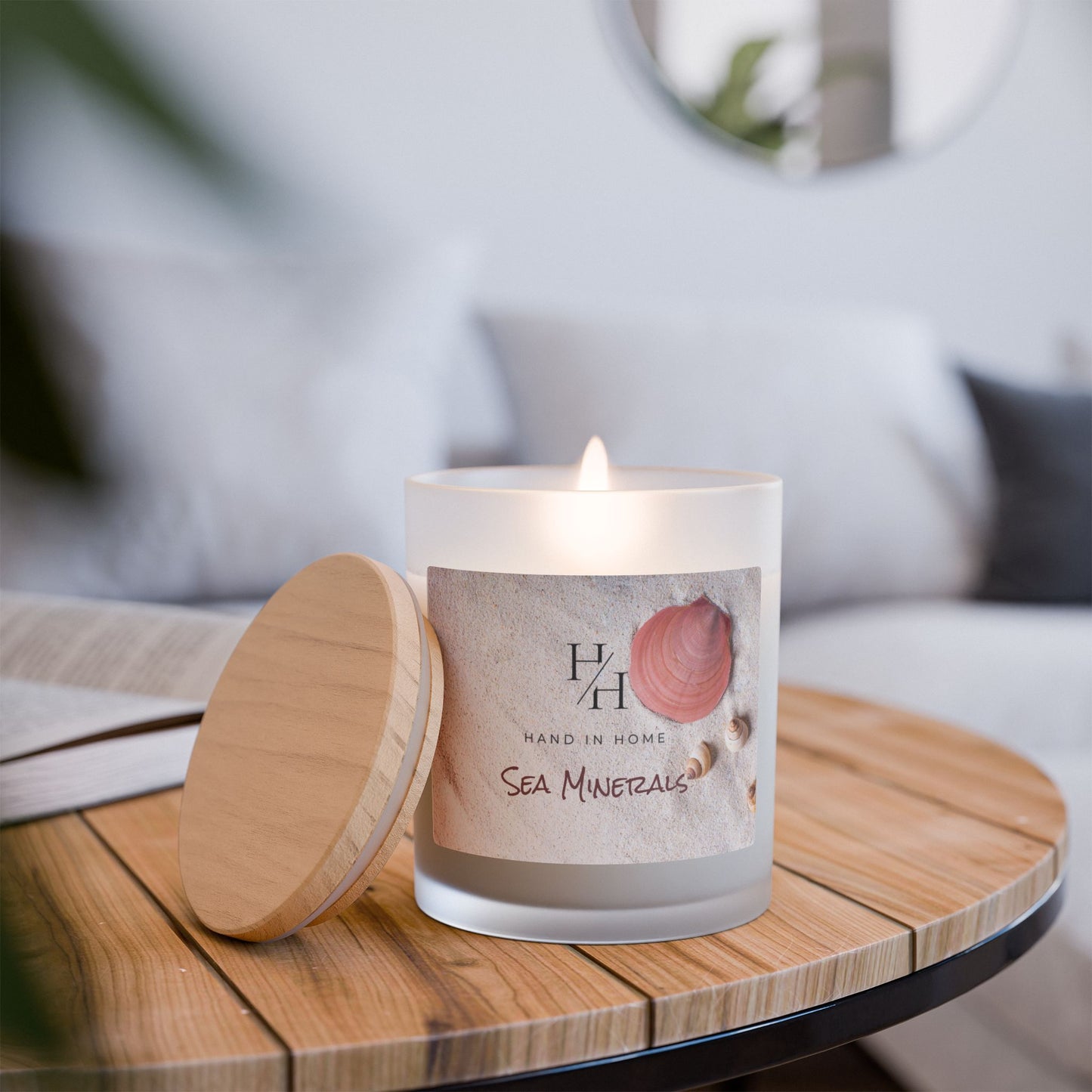 11oz Scented Candle in Frosted Glass, Wooden Wick