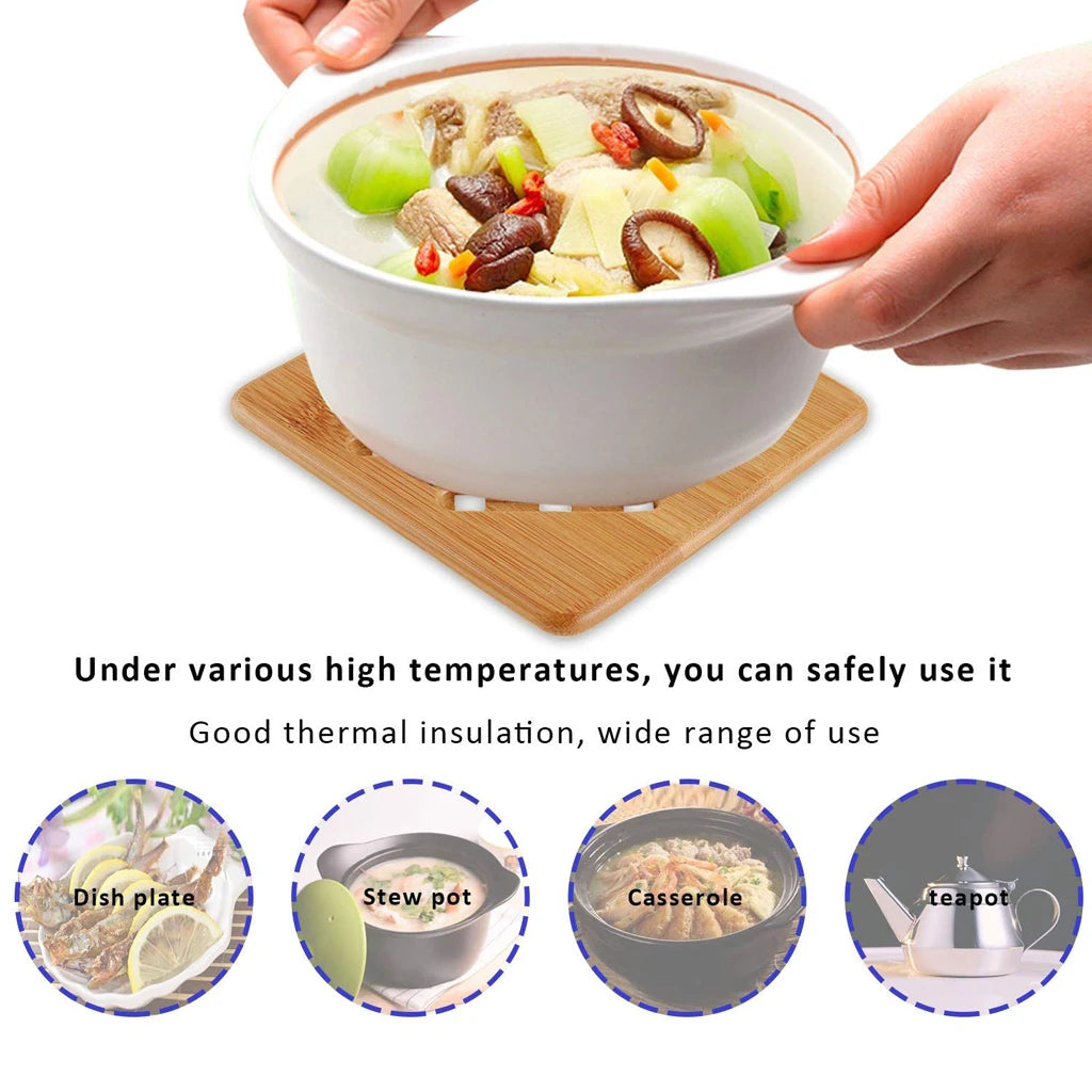 Bamboo Trivet Mat Hot Pot Holder Pads