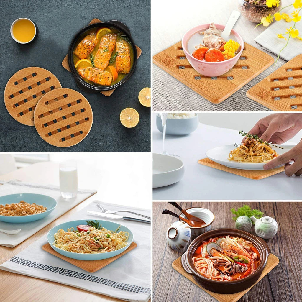 Bamboo Trivet Mat Hot Pot Holder Pads