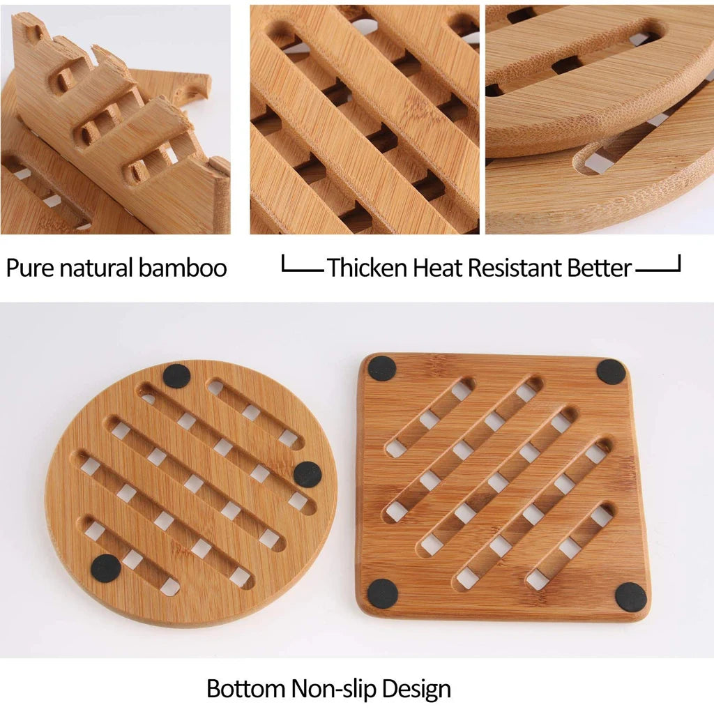 Bamboo Trivet Mat Hot Pot Holder Pads