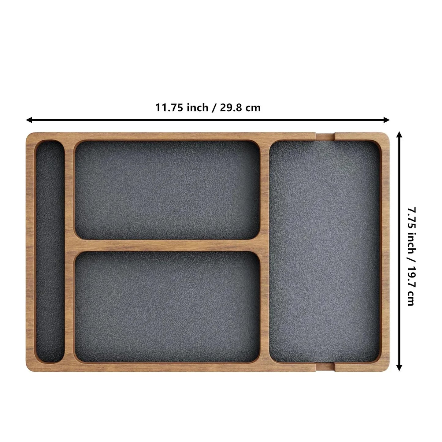 Wooden Desktop Tabletop Phone and Accessory Storage Organizer Tray