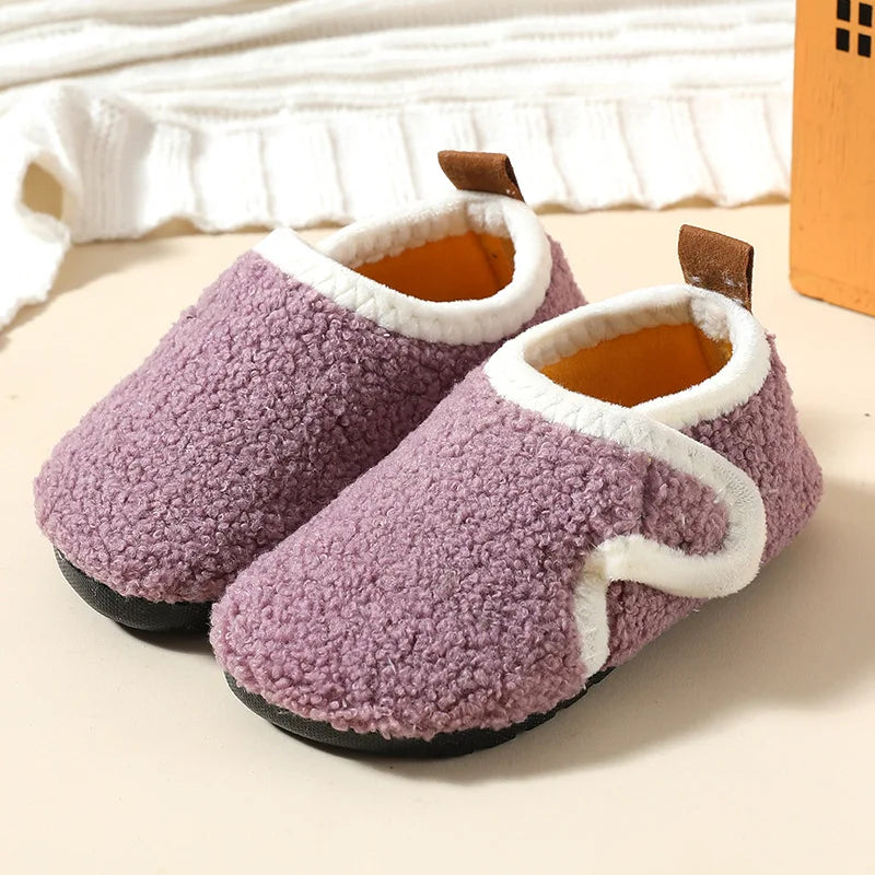 Children's Plush House Shoes with Velcro Closure