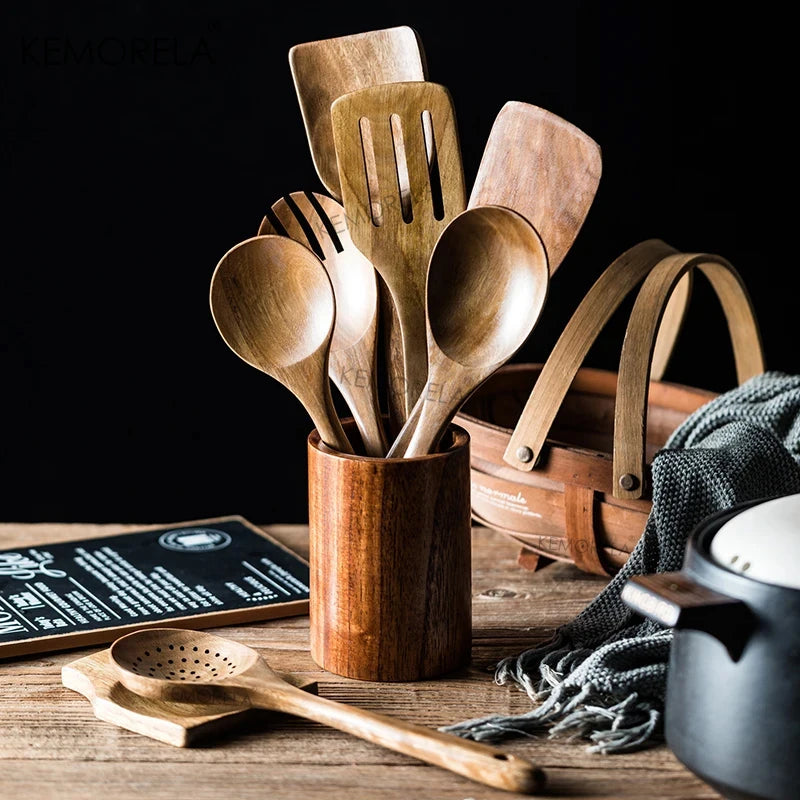 Teak Wooden Cooking Utensil Set