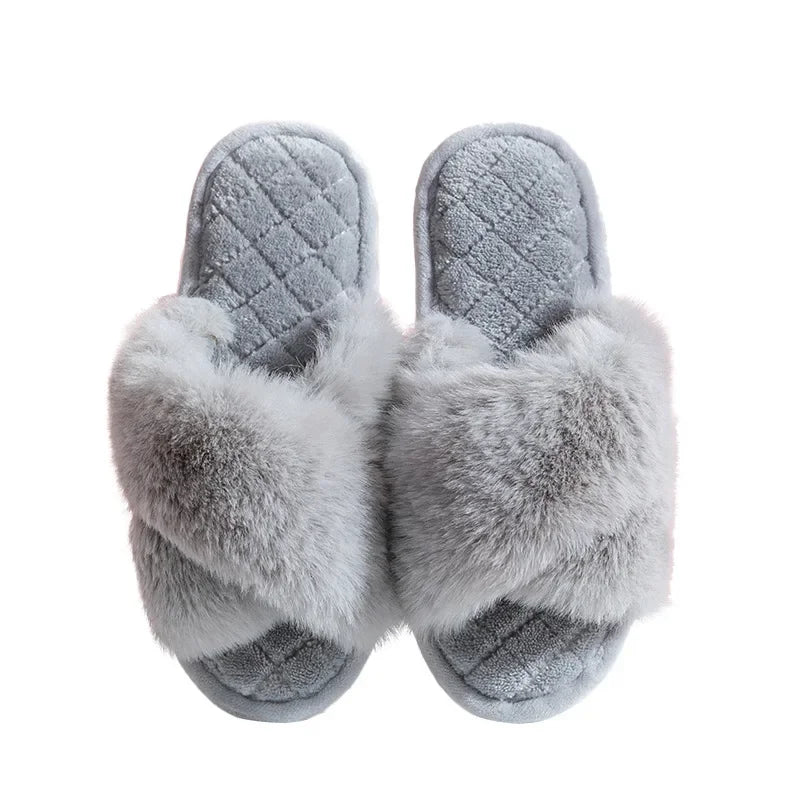 Women's Fur Crisscross Slippers