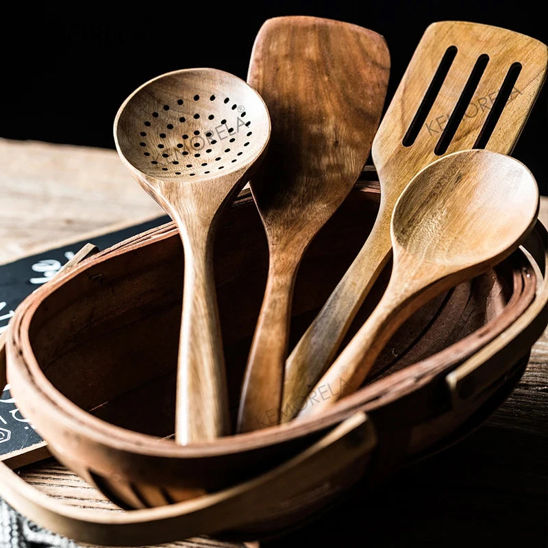 Teak Wooden Cooking Utensil Set