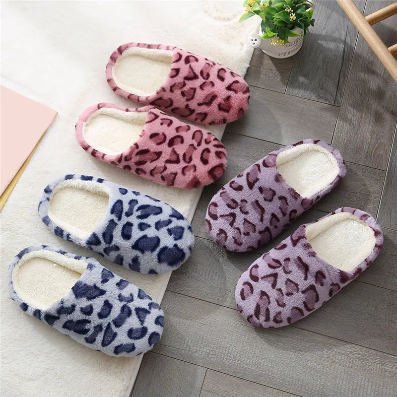 Women's Fur Leopard Print Slippers