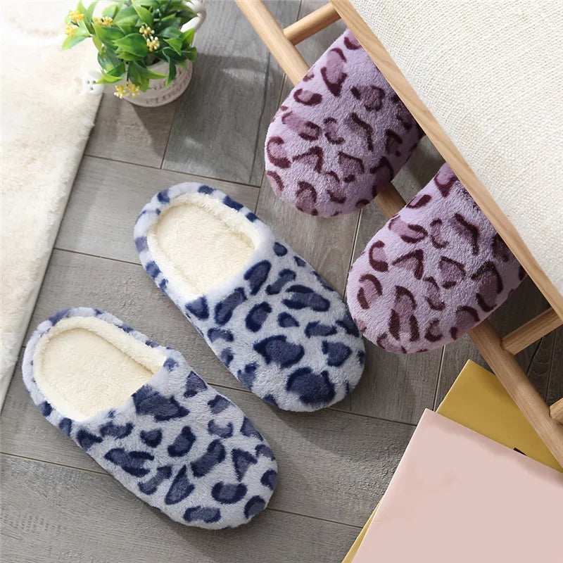 Women's Fur Leopard Print Slippers