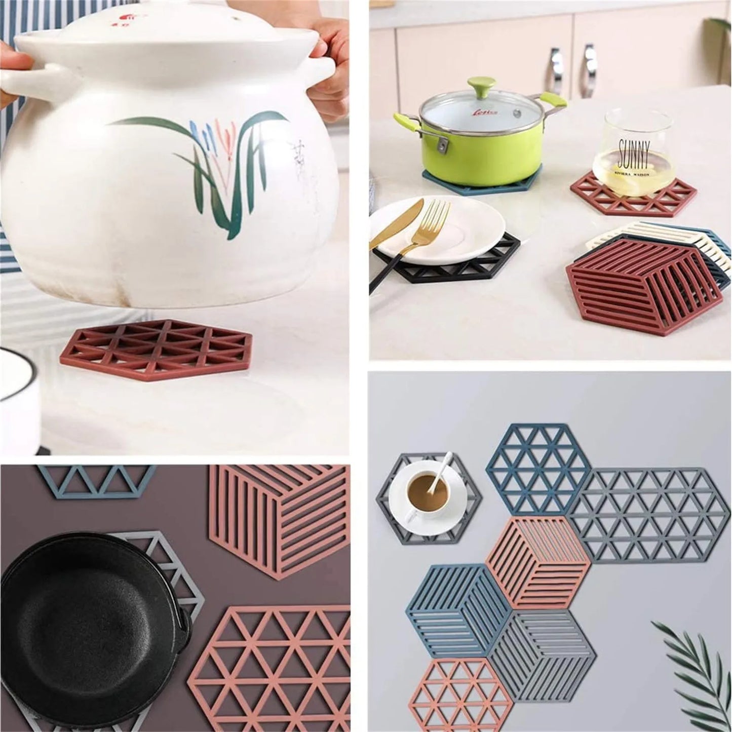 Hexagon Silicone Trivet Mats And Hot Pads