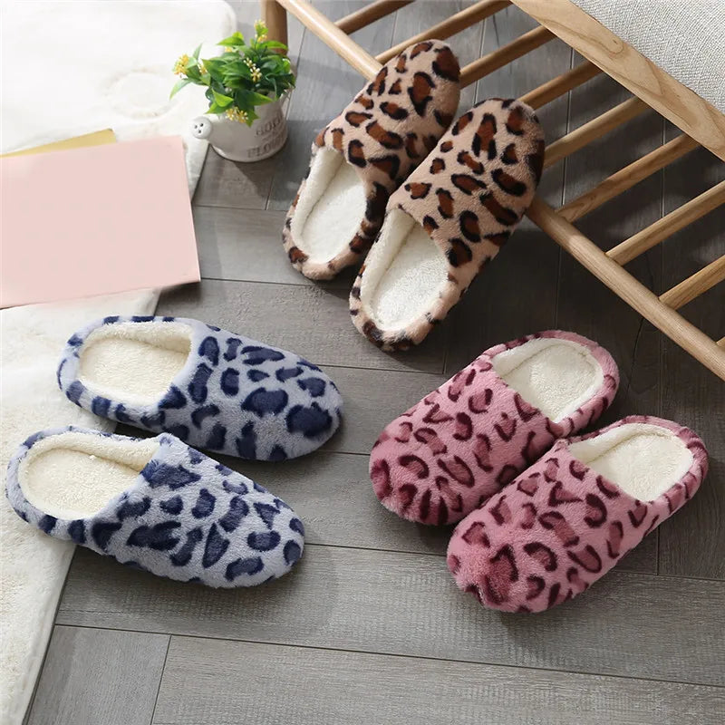 Women's Fur Leopard Print Slippers