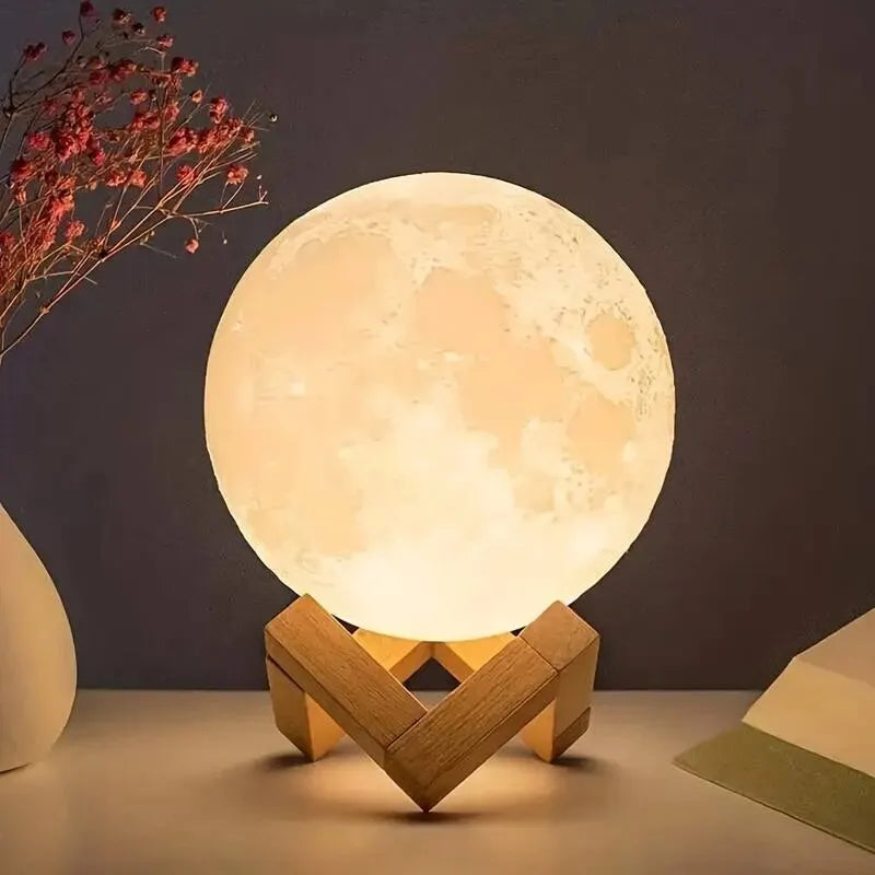 Moon Galaxy Lamp Nightlight with Wooden Stand