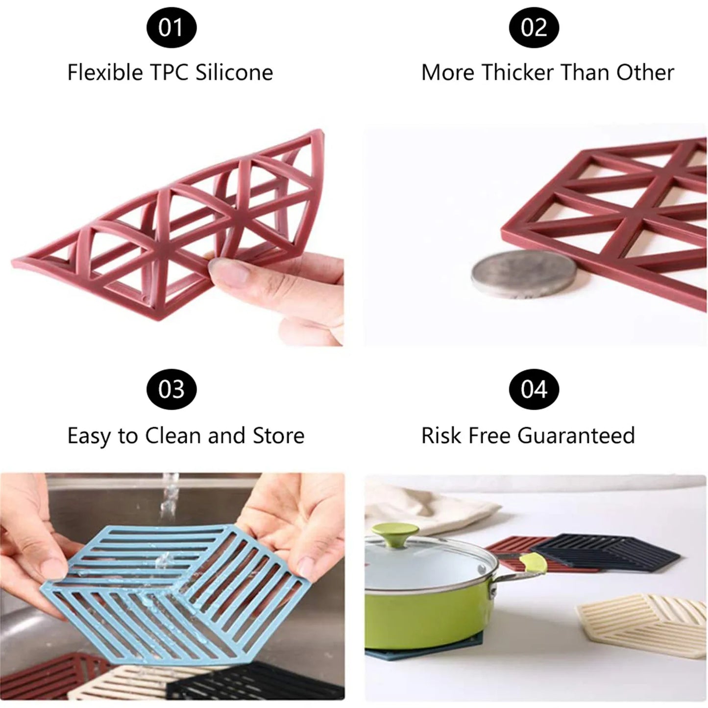 Hexagon Silicone Trivet Mats And Hot Pads