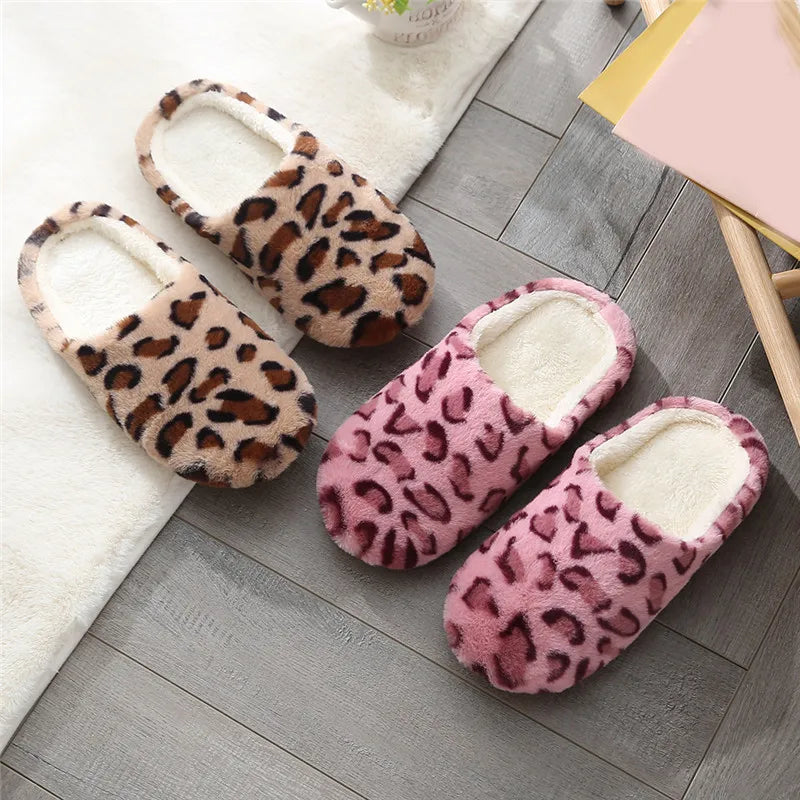 Women's Fur Leopard Print Slippers