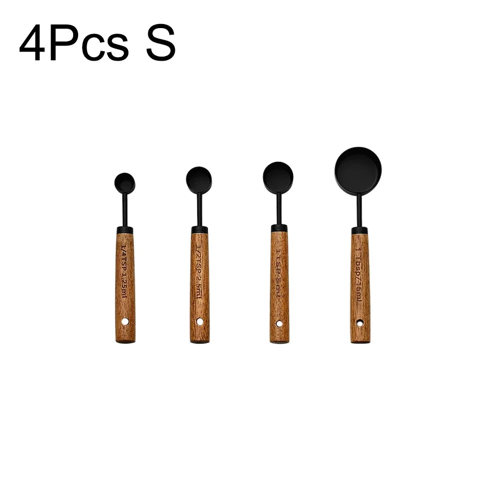 Stainless Steel Measuring Cups with Wooden Handle in 4 or 8 piece Set