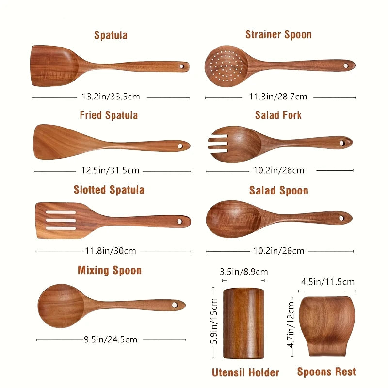 Teak Wooden Cooking Utensil Set