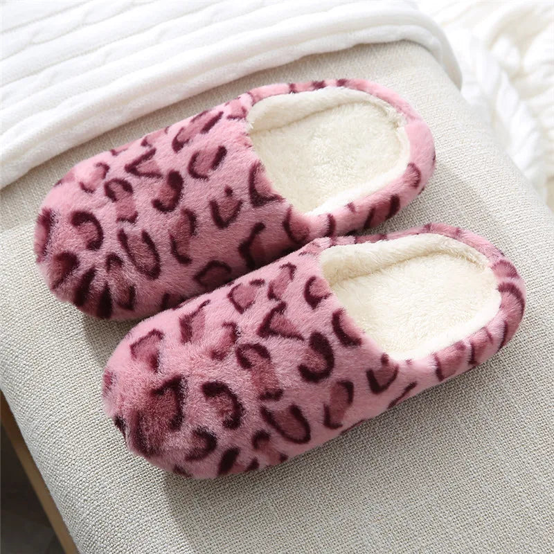 Women's Fur Leopard Print Slippers