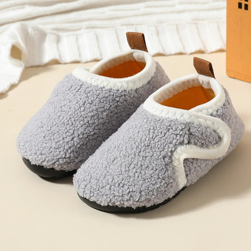 Children's Plush House Shoes with Velcro Closure