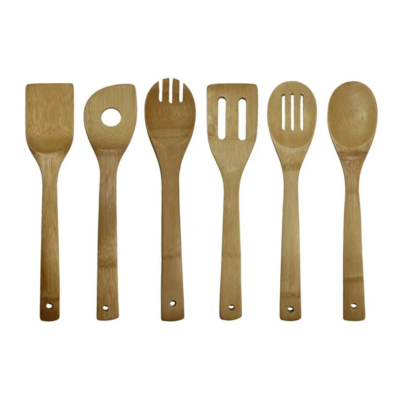 6 Piece Bamboo Utensil Set