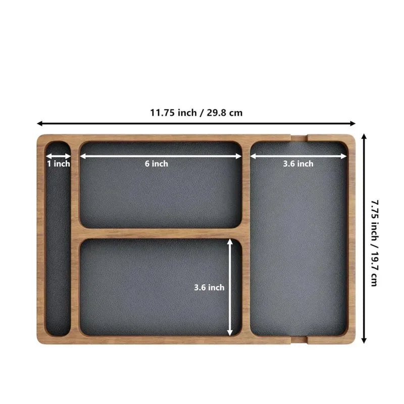 Wooden Desktop Tabletop Phone and Accessory Storage Organizer Tray