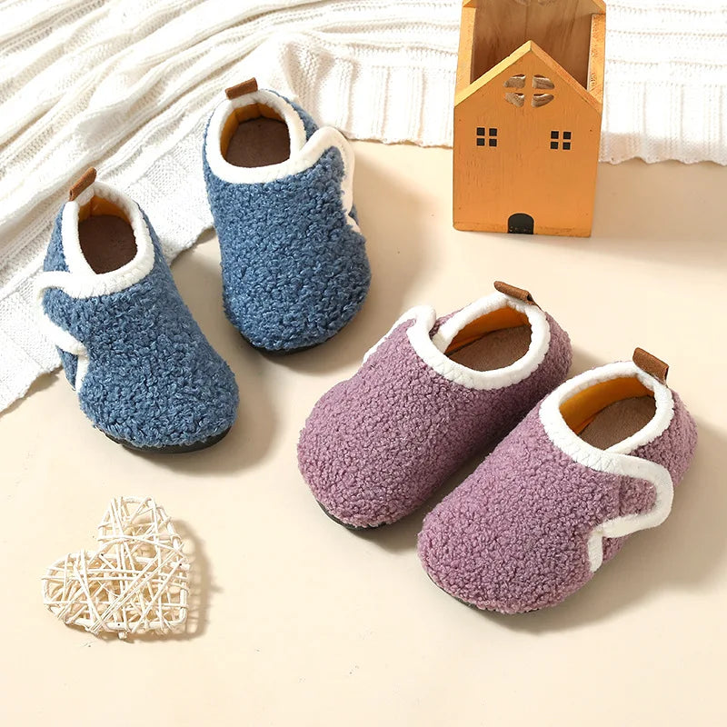 Children's Plush House Shoes with Velcro Closure