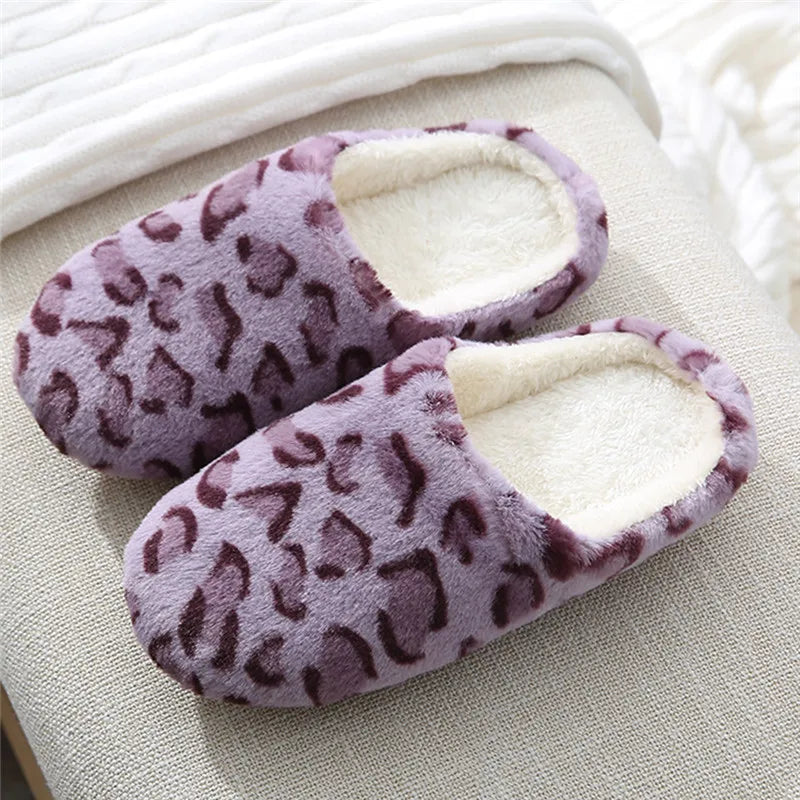 Women's Fur Leopard Print Slippers