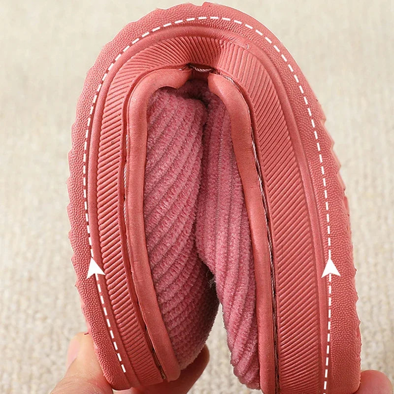 Women's Ribbed Fuzzy Slippers