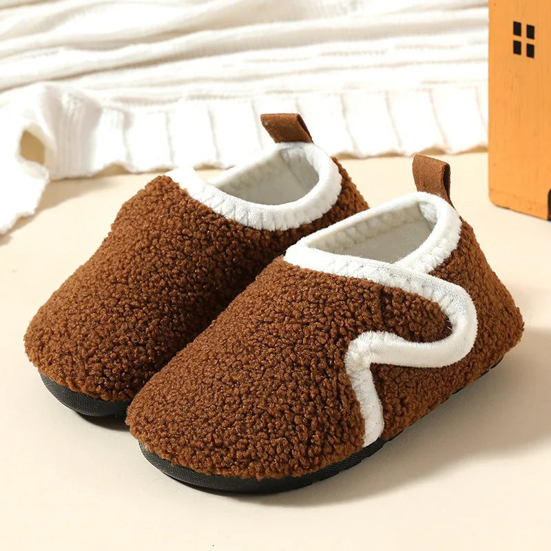 Children's Plush House Shoes with Velcro Closure