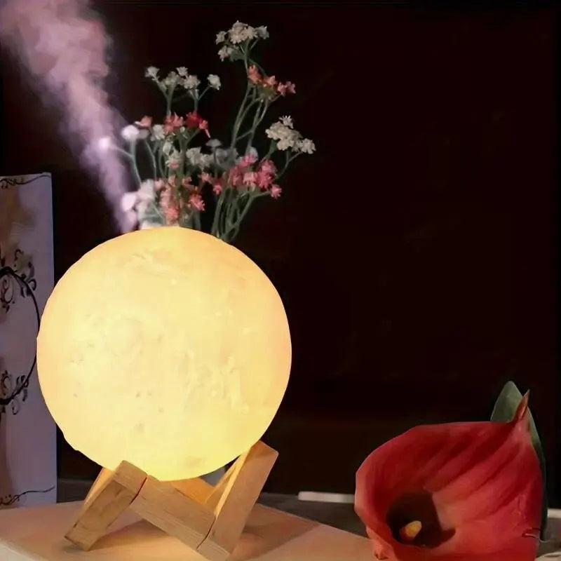 Moon Galaxy Lamp Nightlight with Wooden Stand