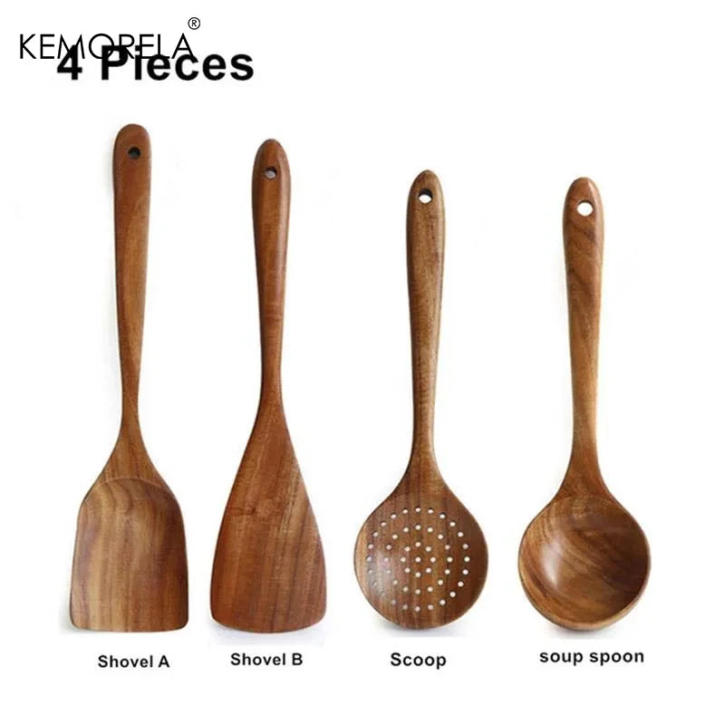 Teak Wooden Cooking Utensil Set