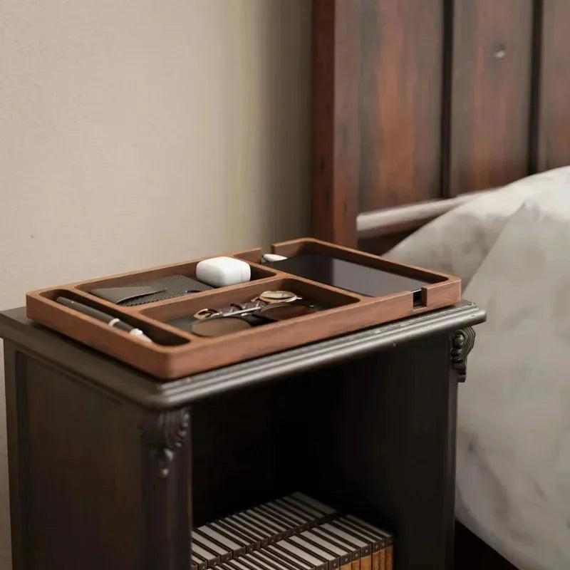 Wooden Desktop Tabletop Phone and Accessory Storage Organizer Tray