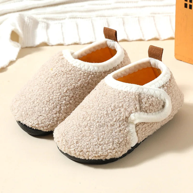 Children's Plush House Shoes with Velcro Closure