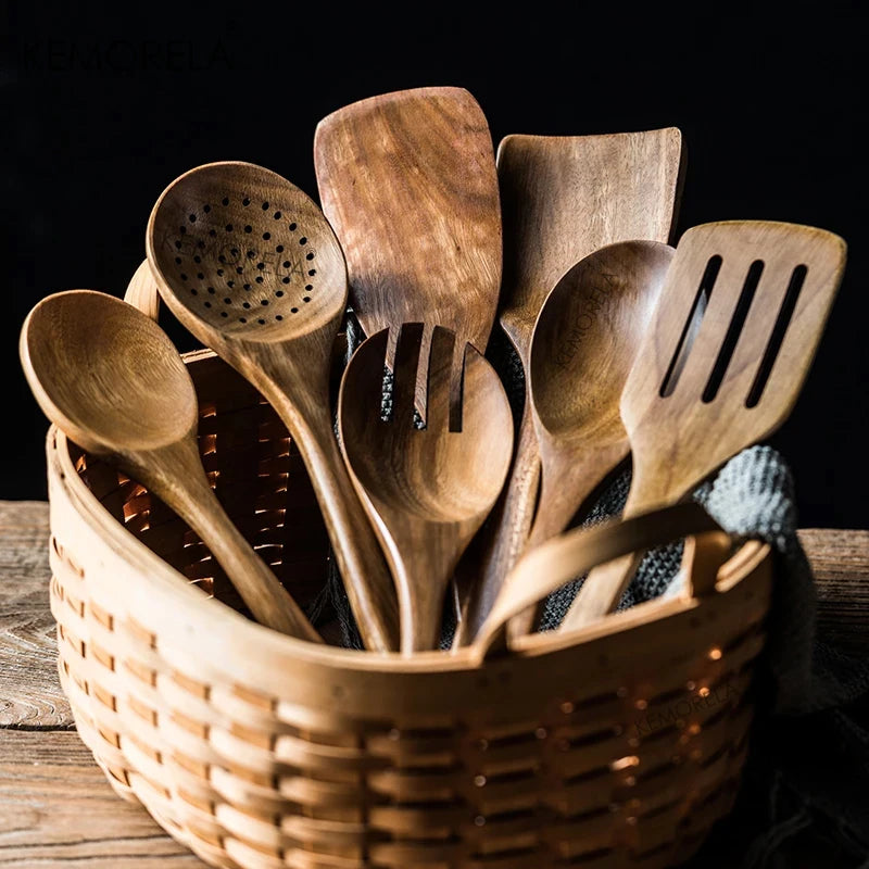 Teak Wooden Cooking Utensil Set