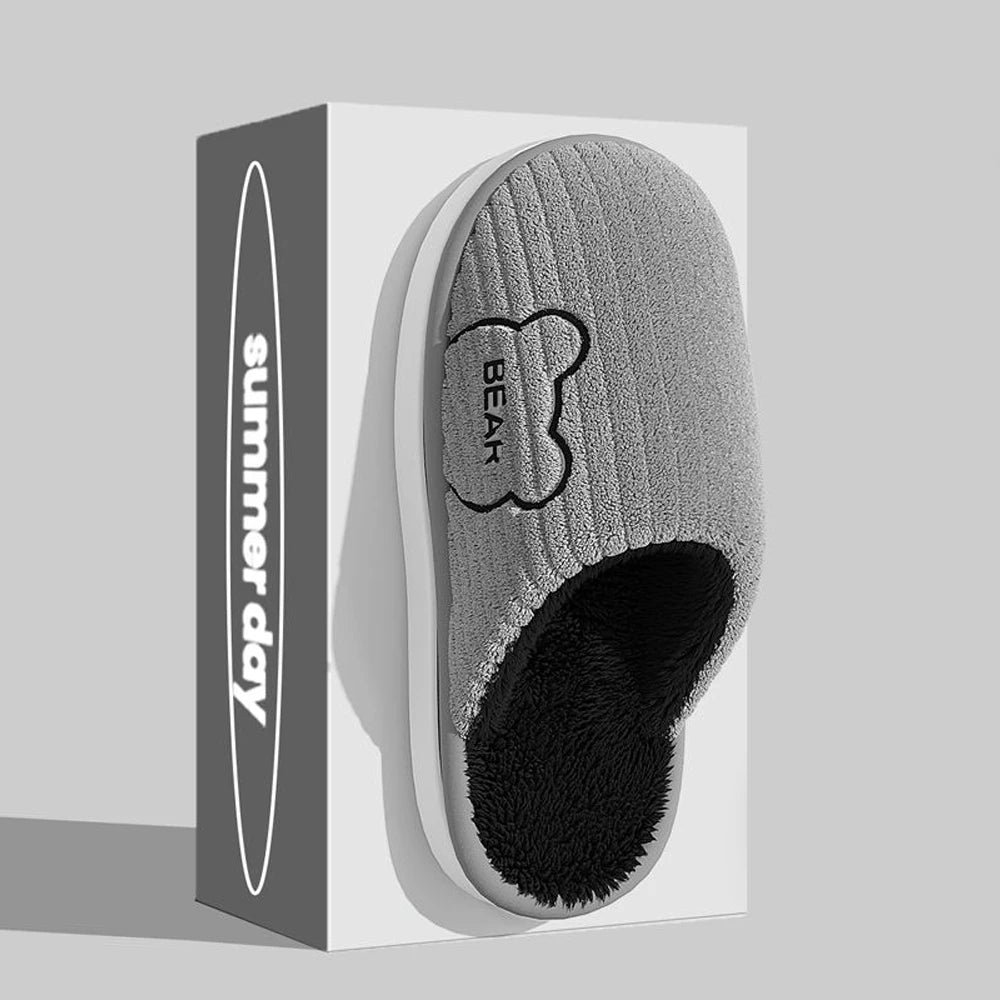 Men's Slip-On Ribbed Fuzzy Lined Slipper House Shoes