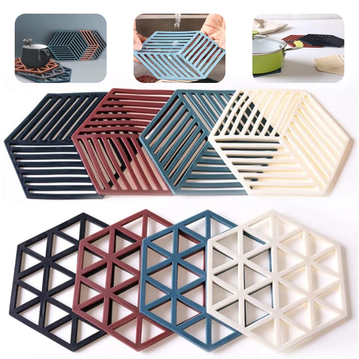 Hexagon Silicone Trivet Mats And Hot Pads