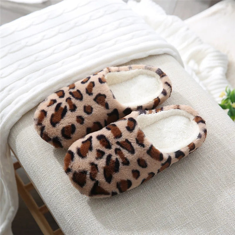 Women's Fur Leopard Print Slippers