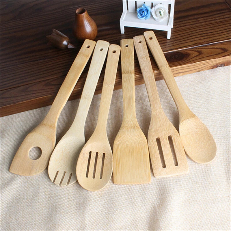 6 Piece Bamboo Utensil Set