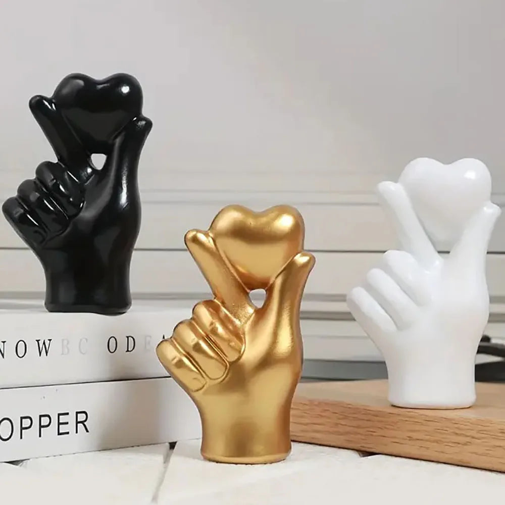 Resin Heart Love Hand Sculpture Decor