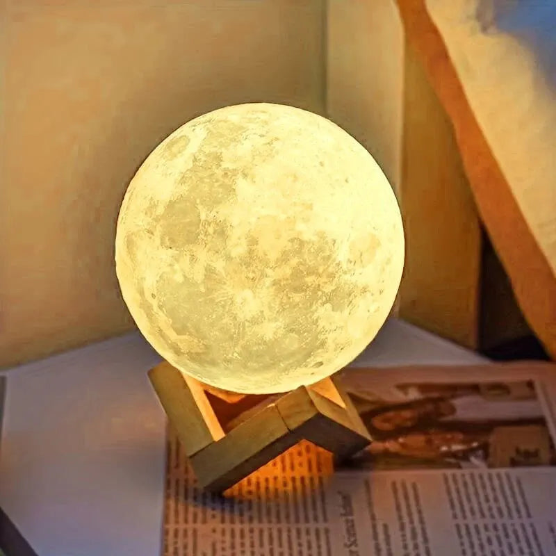 Moon Galaxy Lamp Nightlight with Wooden Stand