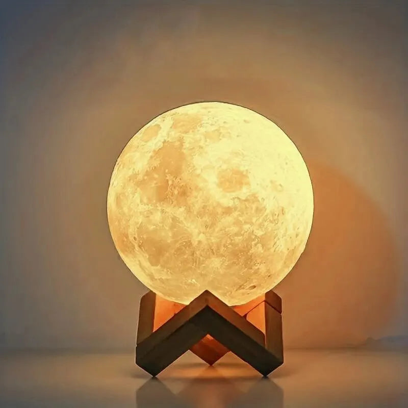 Moon Galaxy Lamp Nightlight with Wooden Stand