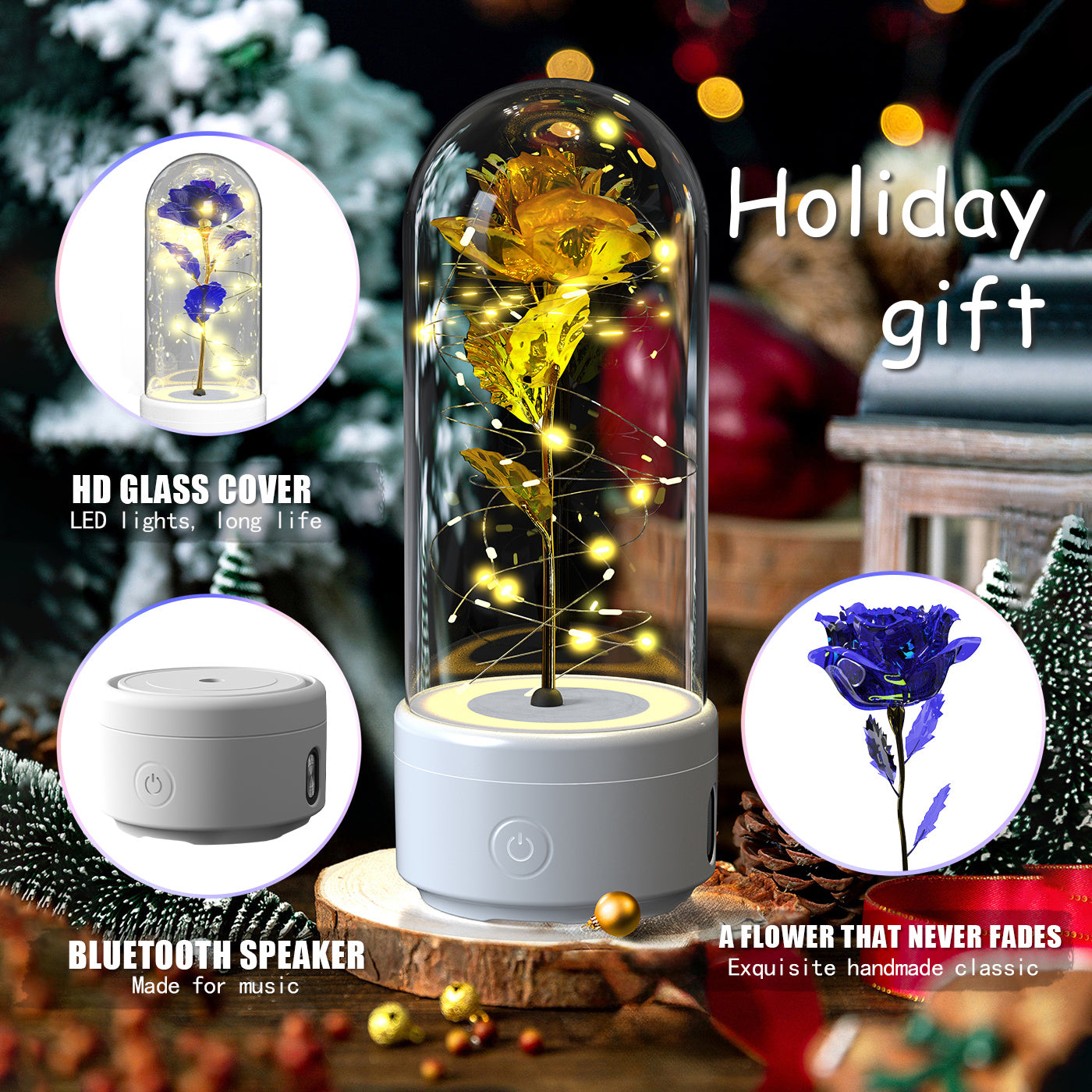 2 in 1 Rose LED Light and Speaker