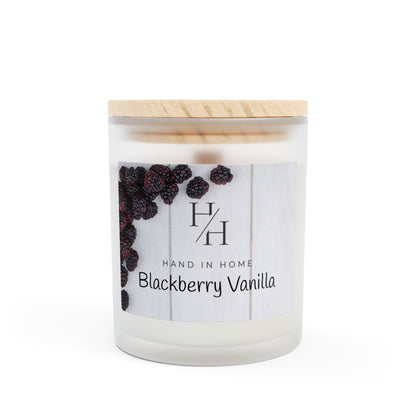 11oz Scented Candle in Frosted Glass, Wooden Wick