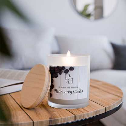 11oz Scented Candle in Frosted Glass, Wooden Wick