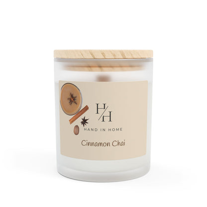 11oz Scented Candle in Frosted Glass, Wooden Wick