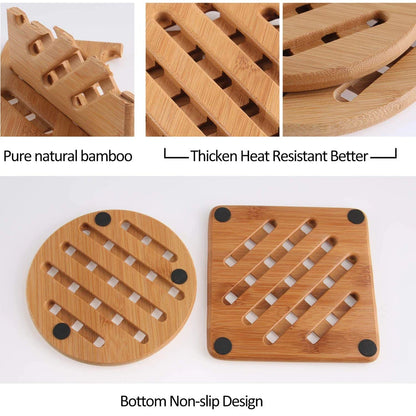 Bamboo Trivet Mat Hot Pot Holder Pads