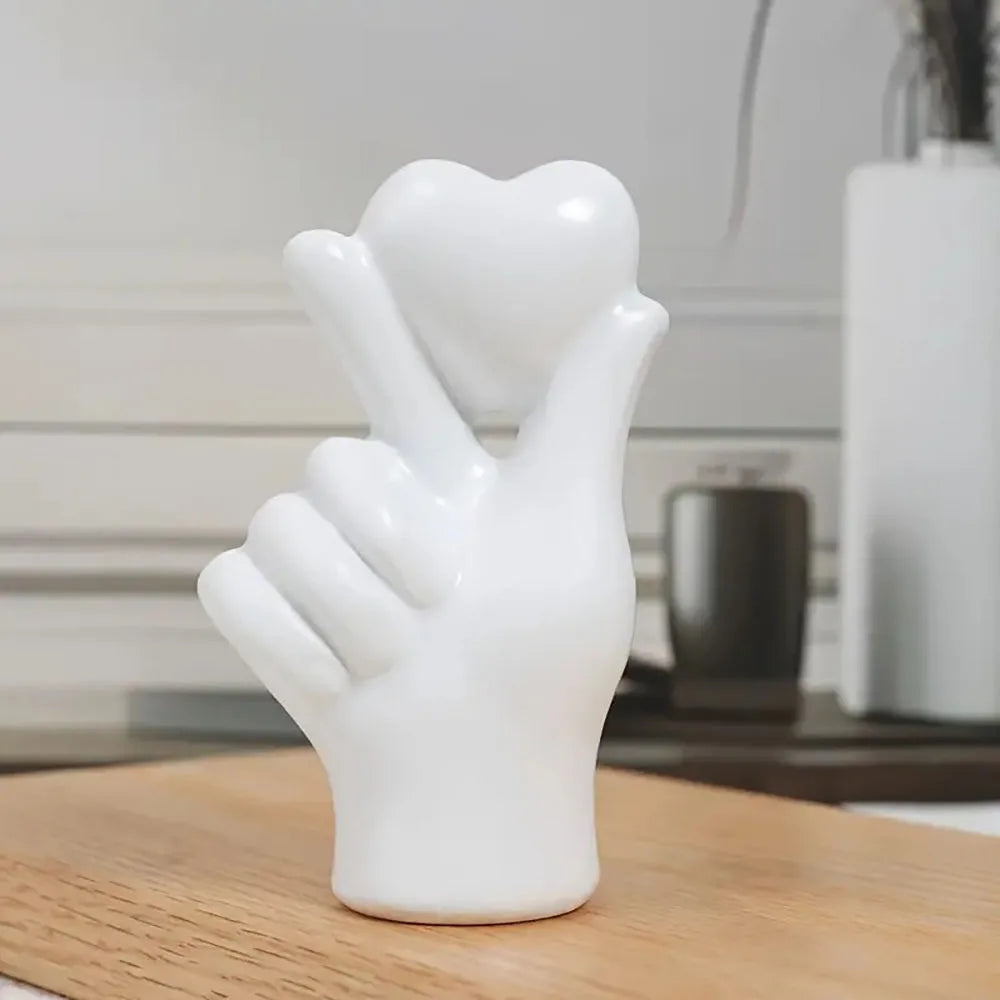 Resin Heart Love Hand Sculpture Decor