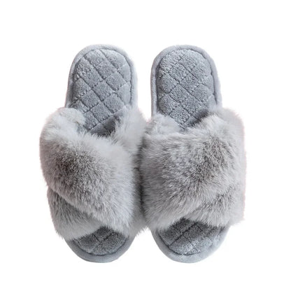 Women's Fur Crisscross Slippers