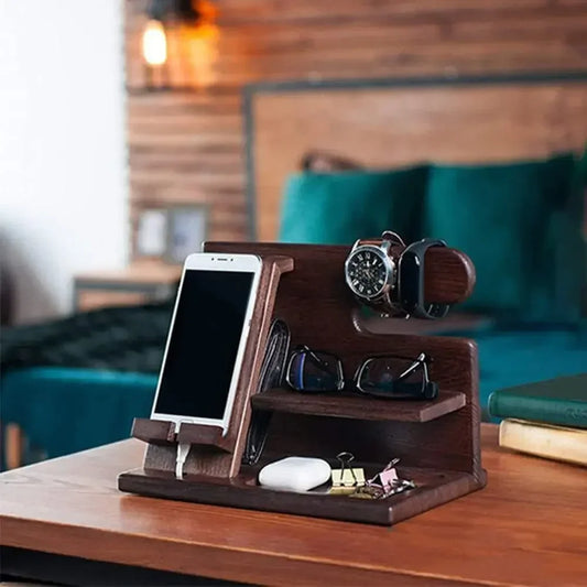 Wooden Phone and Accessory Holder for Men