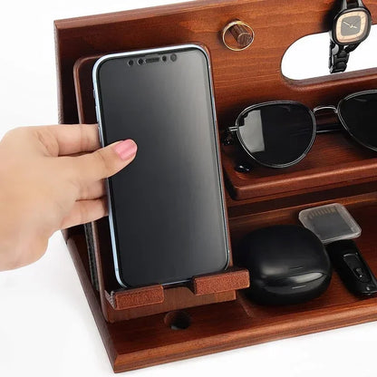 Wooden Phone and Accessory Holder for Men