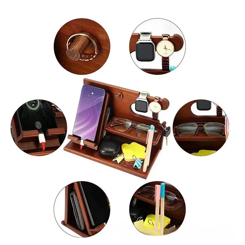Wooden Phone and Accessory Holder for Men