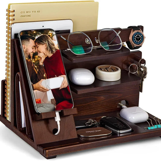 Wooden Phone and Accessory Holder for Men