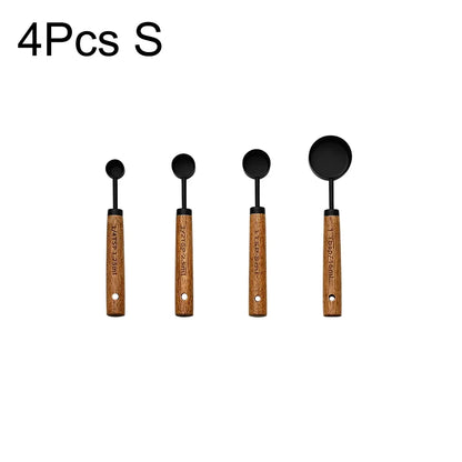 Stainless Steel Measuring Cups with Wooden Handle in 4 or 8 piece Set